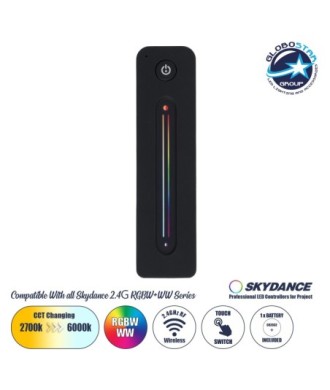 GloboStar® 71545 R10 SKYDANCE Ασύρματο Χειριστήριο Αφής RF 2.4Ghz 1 Group για όλα τα RGBW+WW+CCT SKYDANCE Controller DC 3V 1 x CR2032 - IP20 Μαύρο Μ12.2 x Π5.3 x Υ1.7cm - 5 Years Warranty